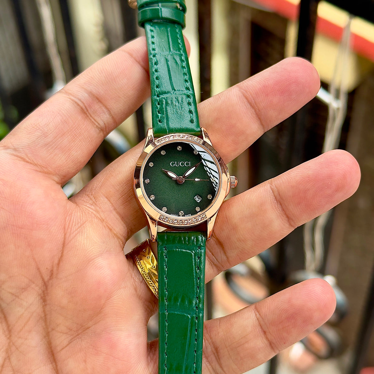 Luxury Green Dial Rose Gold Watch for Women