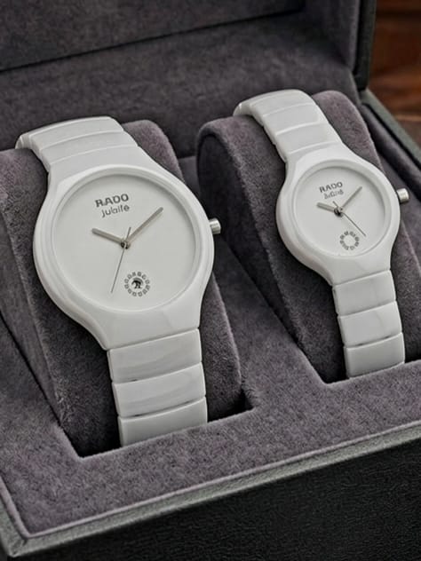 Premium White Ceramic Couple Watch Set
