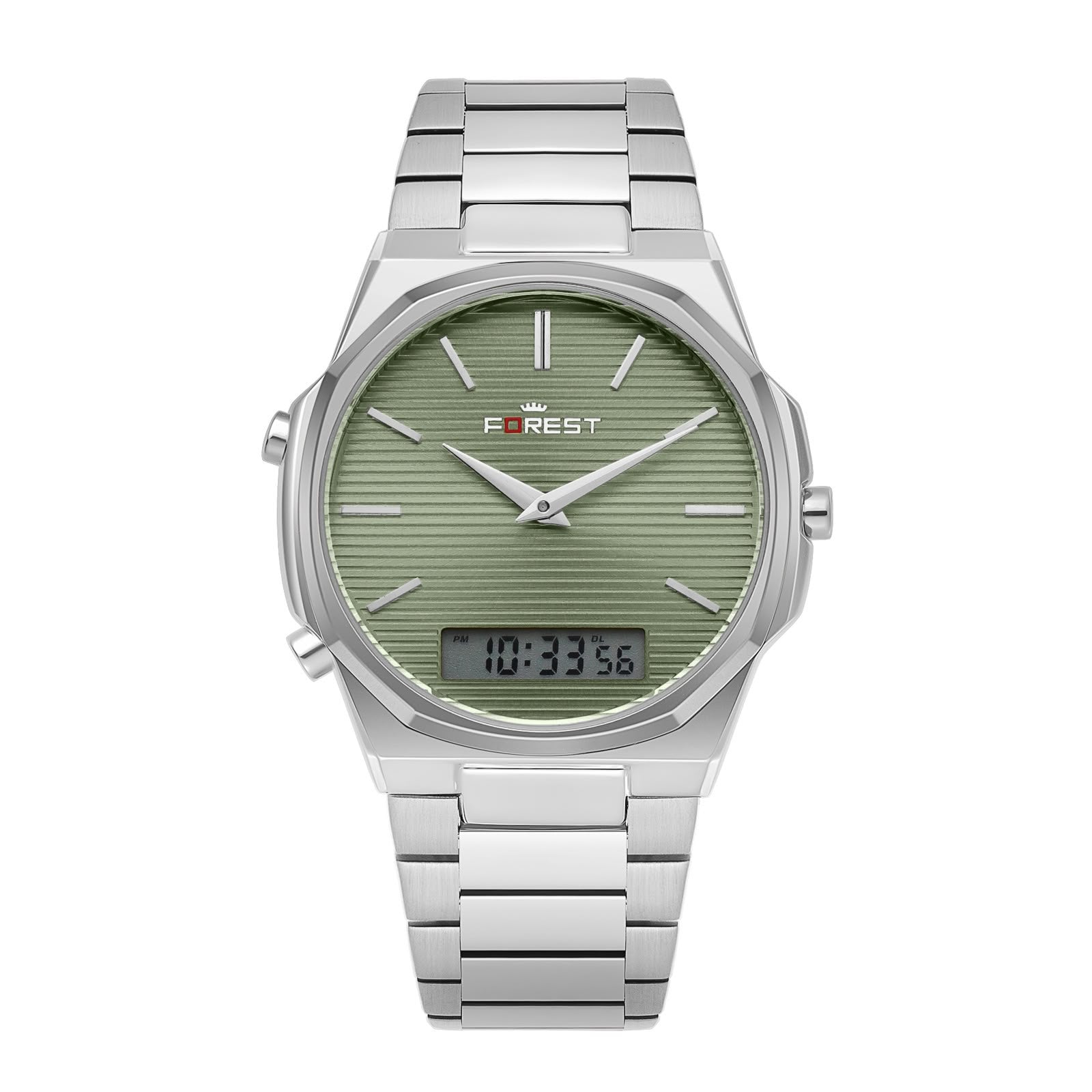 Gold & Silver Stainless Steel Bracelet with Digital Display
