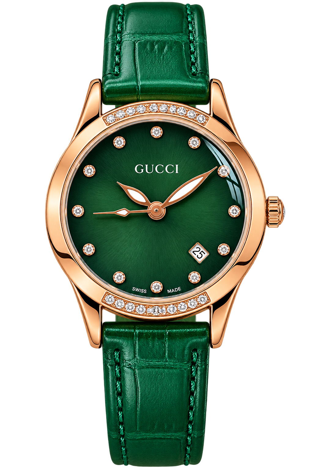 Luxury Green Dial Rose Gold Watch for Women