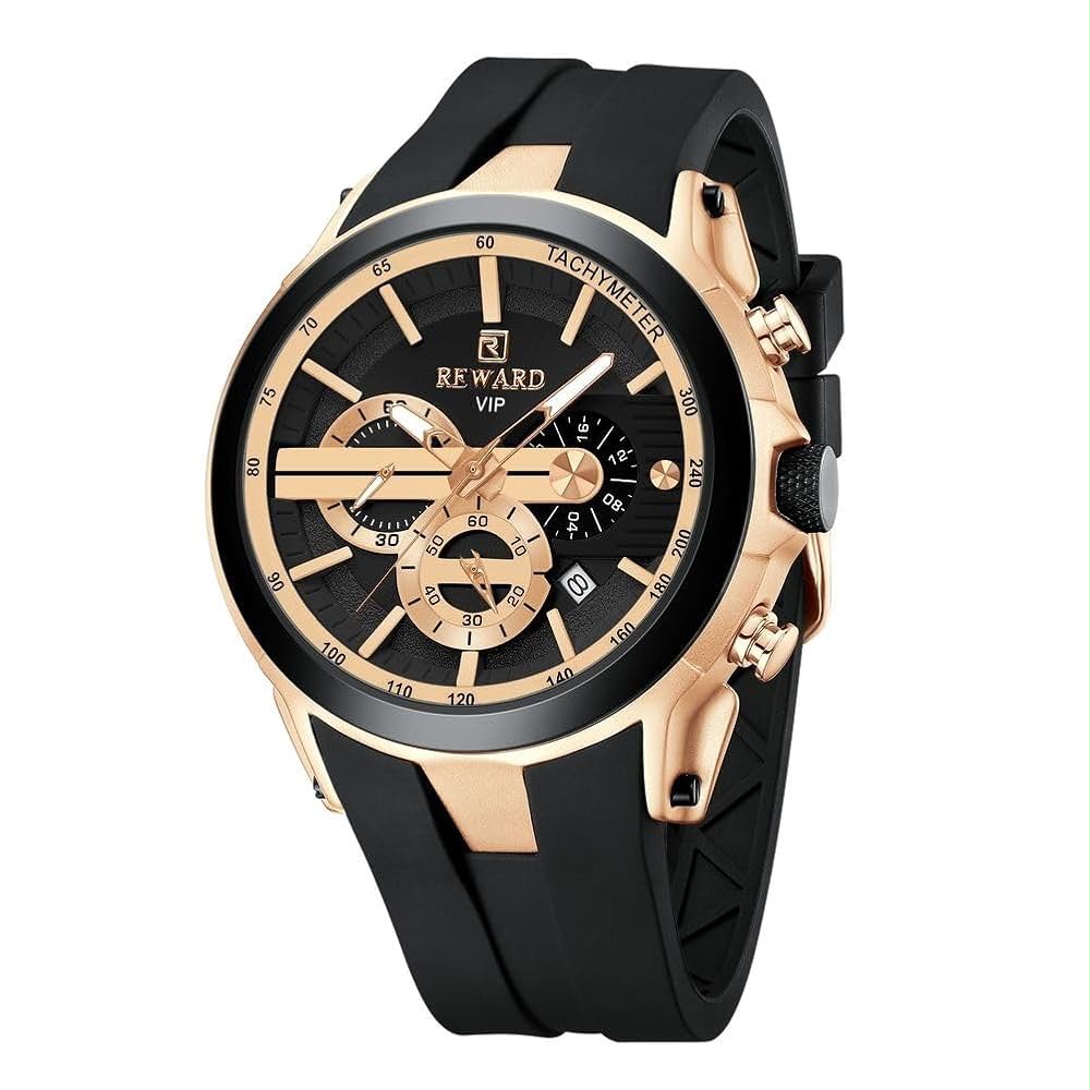 Men’s Black & Rose Gold Chronograph Watch