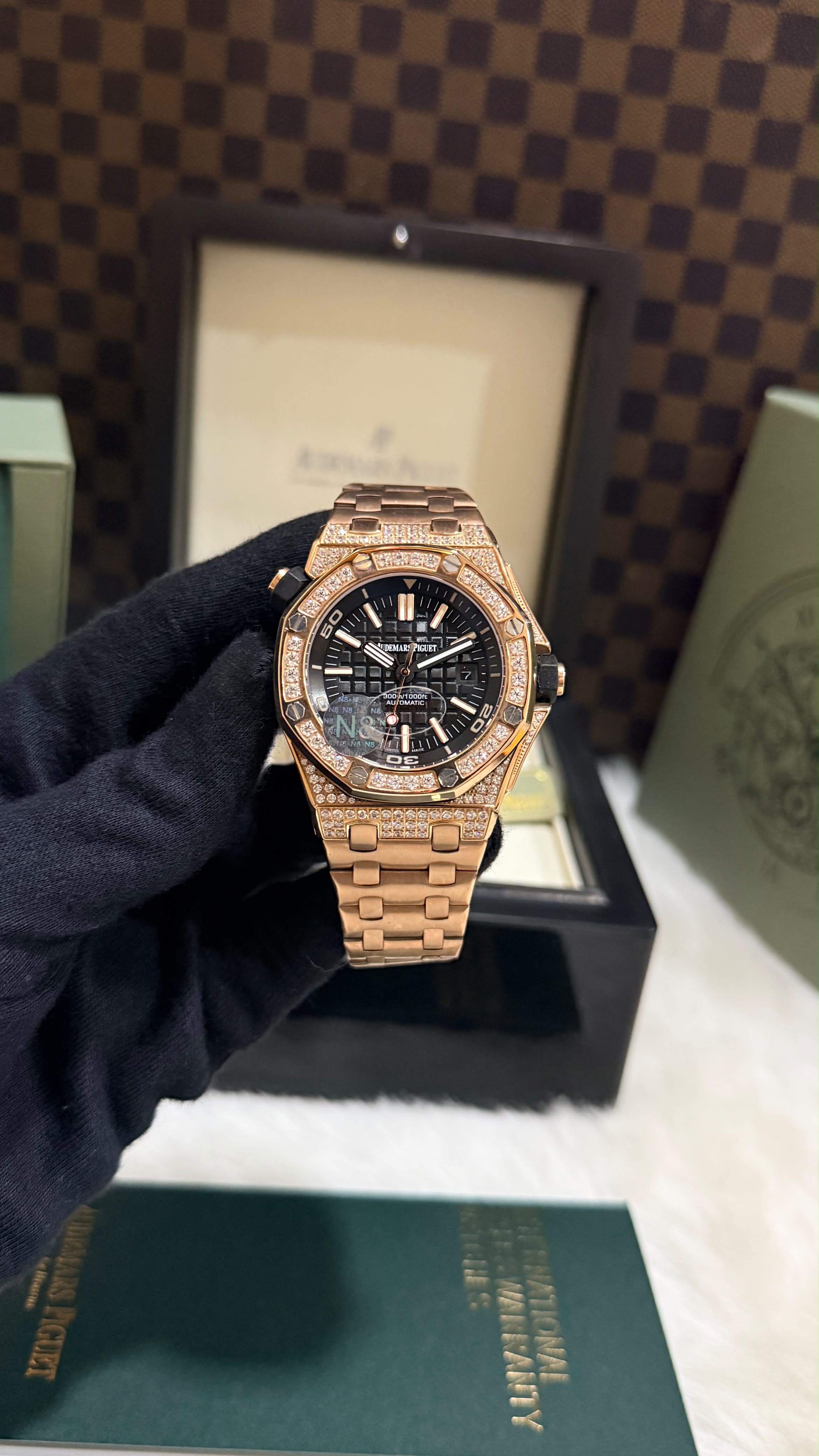 Luxury Rose Gold Iced-Out Automatic Watch for Men