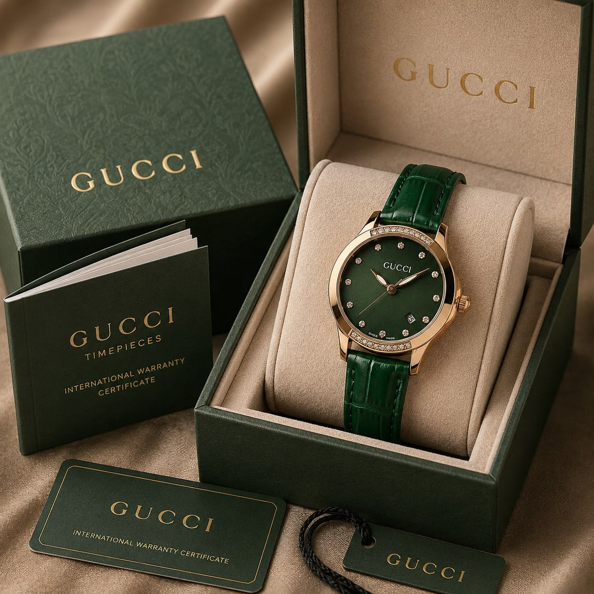 Luxury Green Dial Rose Gold Watch for Women