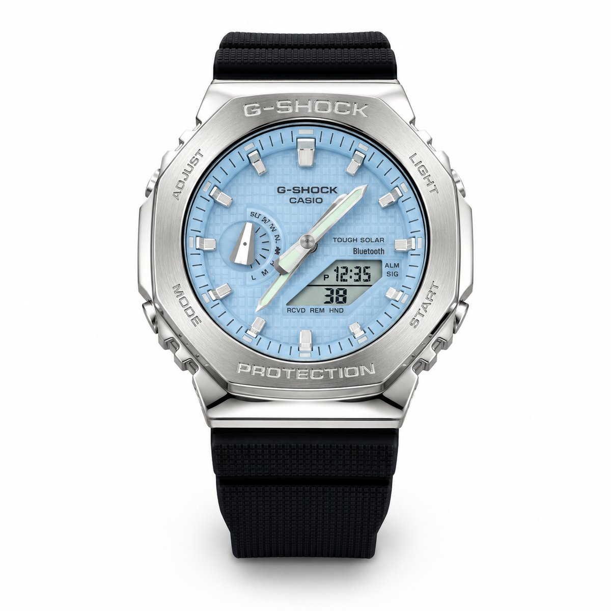 Light Blue Analog-Digital Dial, Silver Case & Black Strap
