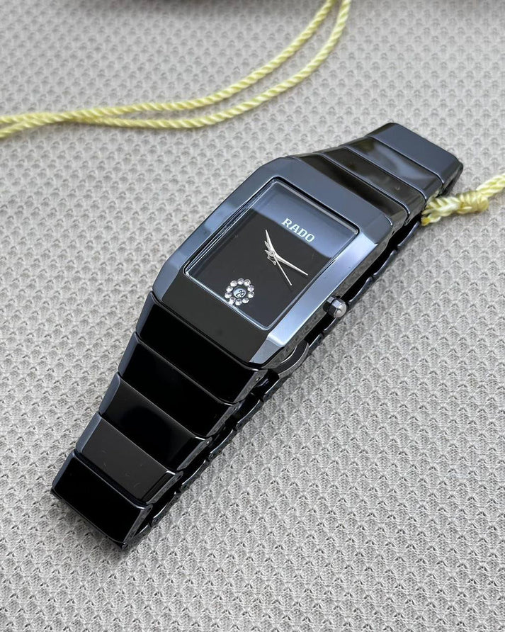 RADO Rectangular Black Dial Watch