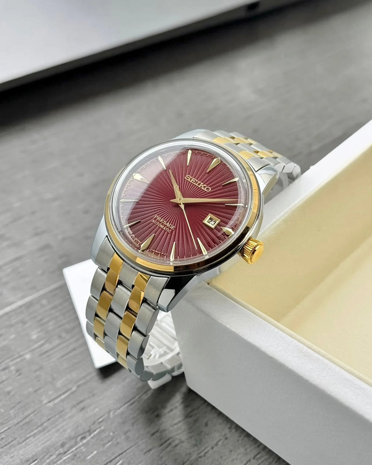 Black Dial Two-Tone Stainless Steel Dress Watch with Date