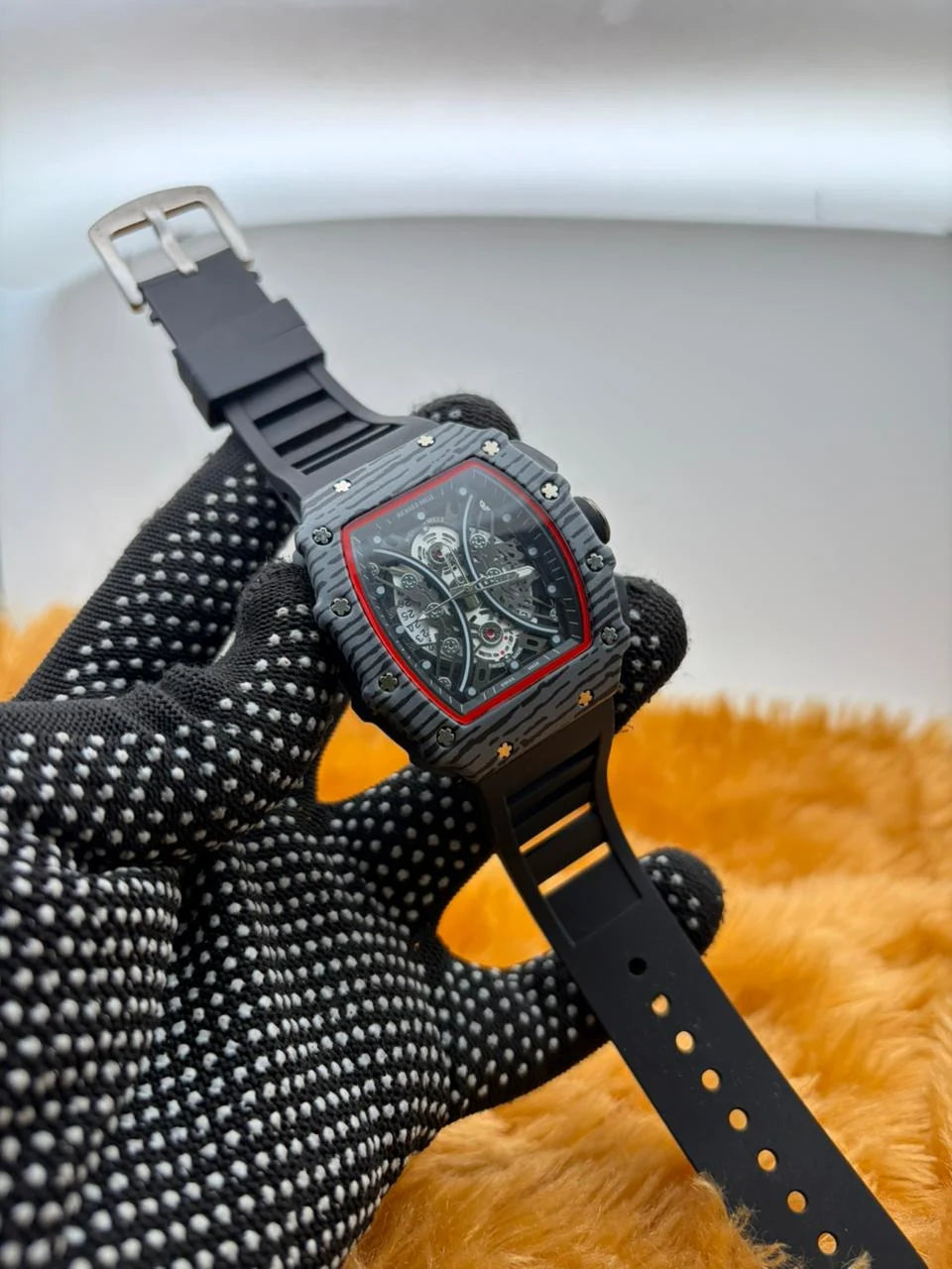 Luxury Black Skeleton Watch for Men