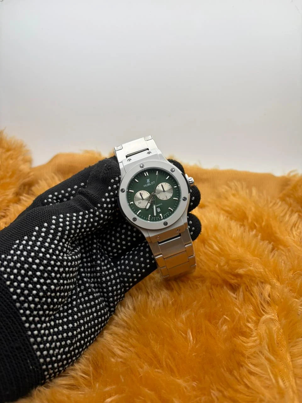 Hublot-Inspired Silver Chronograph Men’s Watch