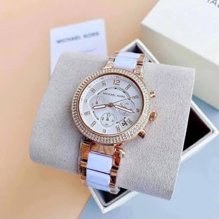 Michael Kors Style Rose Gold White Ceramic Women’s Analog Watch