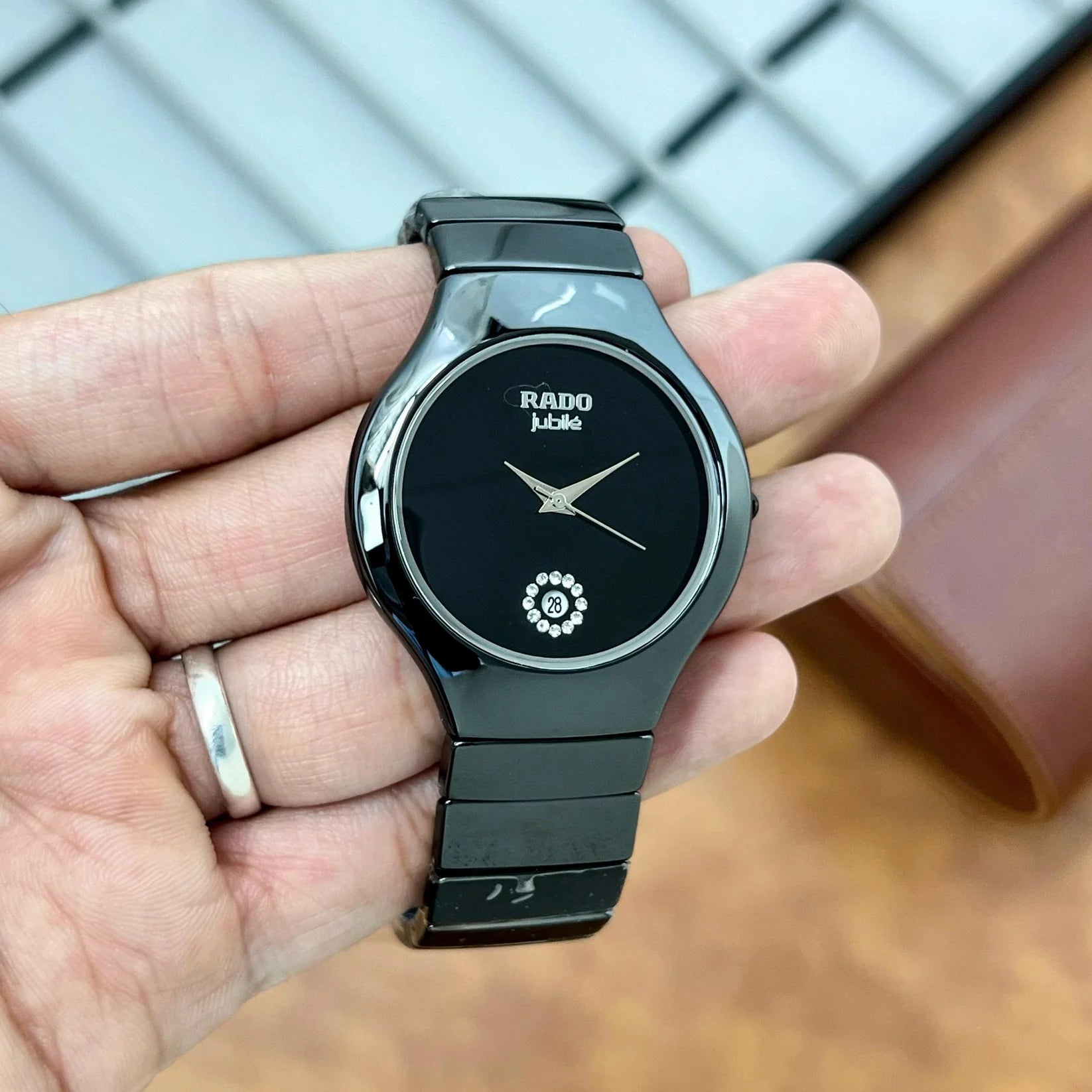 Black Ceramic Style Luxury Men’s Watch with Black Dial