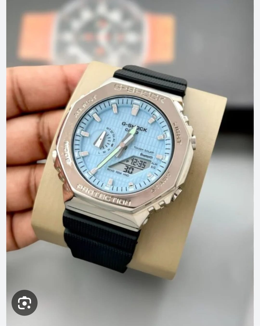 Light Blue Analog-Digital Dial, Silver Case & Black Strap