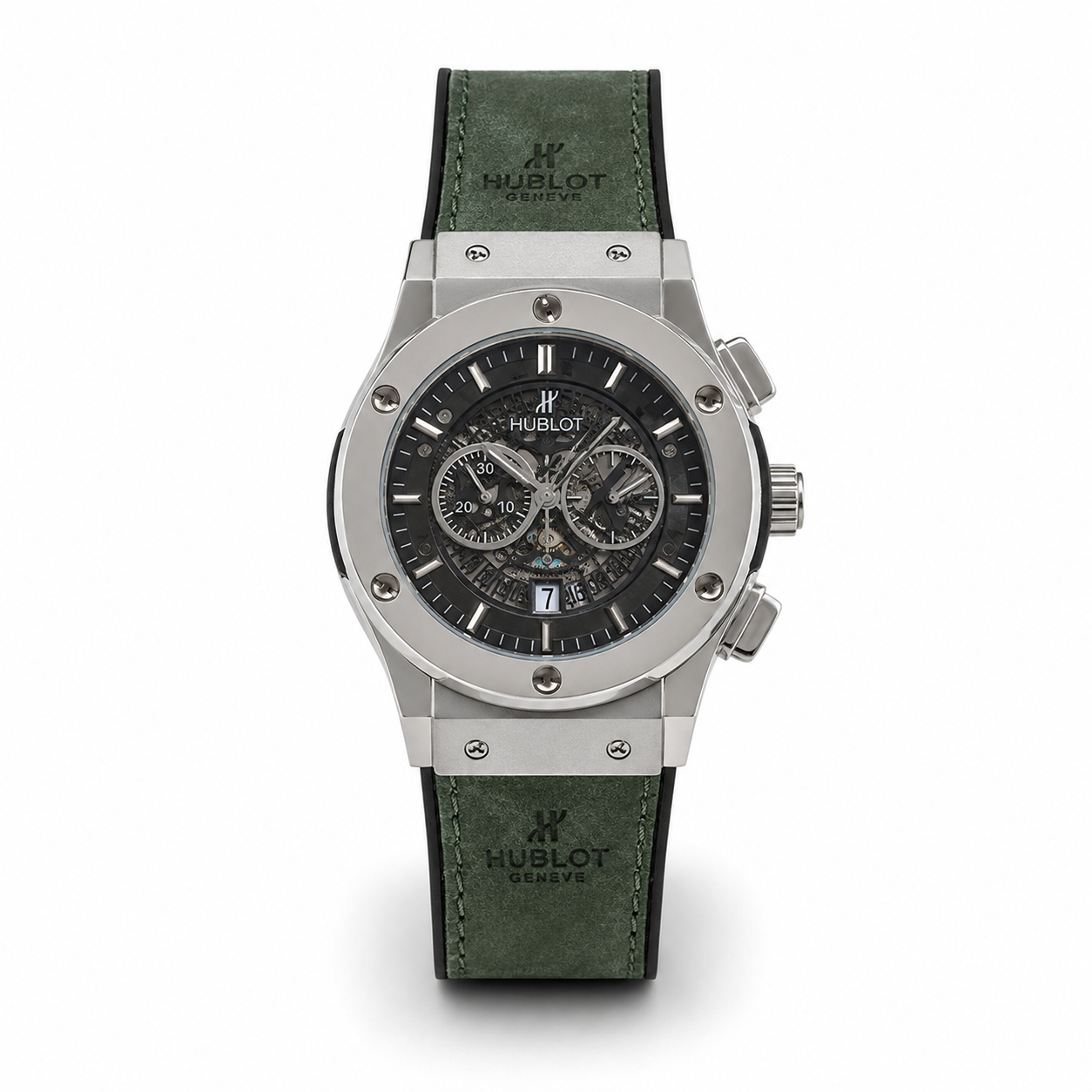 Luxury Green Leather Chronograph Men's Watch