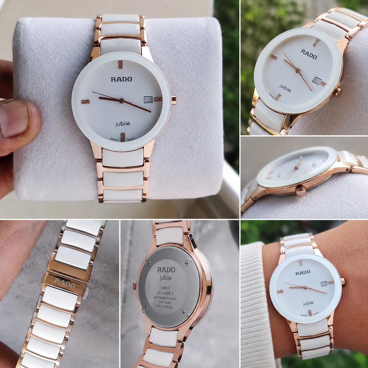 White Ceramic Rose Gold Watch | Elegant Dial & Date Display