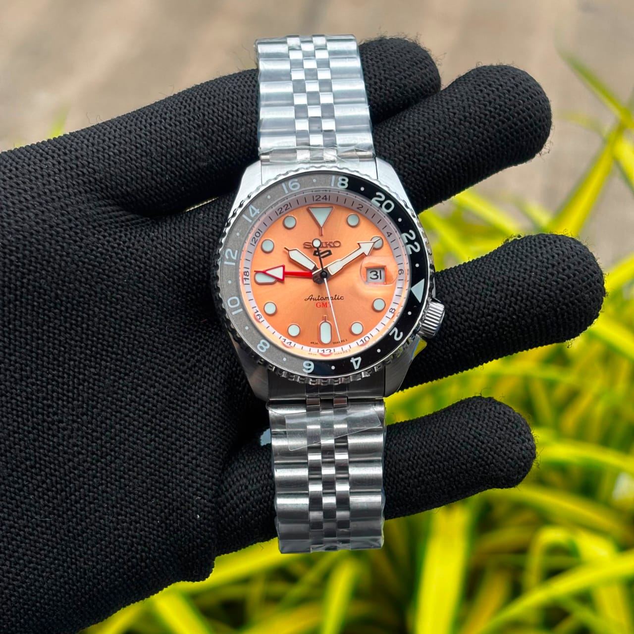 Orange Dial GMT Style Watch for Men