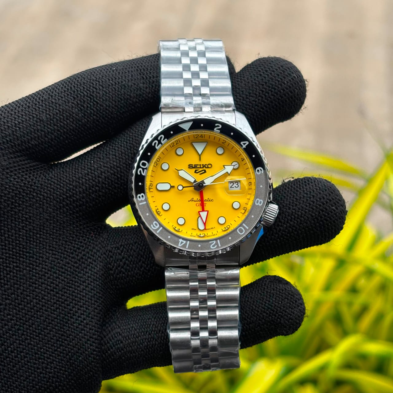 Orange Dial GMT Style Watch for Men