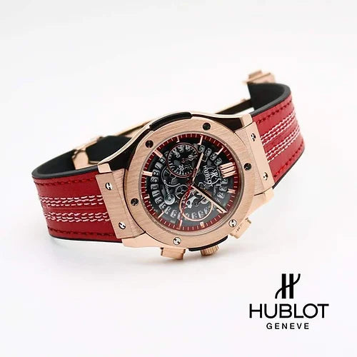 Luxury Rose Gold Skeleton Chronograph Watch for Men