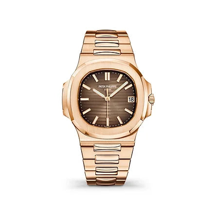 Luxury Rose Gold Nautilus Style Watch | Brown Dial & Date