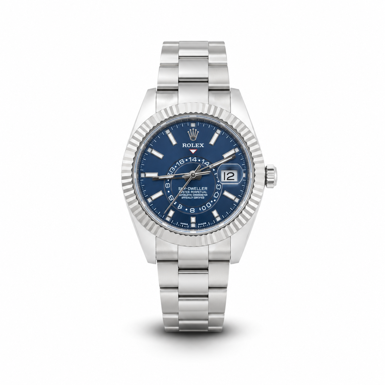 Rolex Style Blue Dial Stainless Steel Luxury Watch for Men