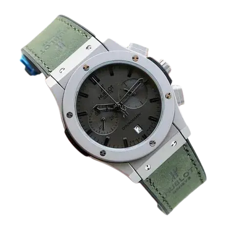 Men’s Luxury Chronograph Watch with Green Leather Strap