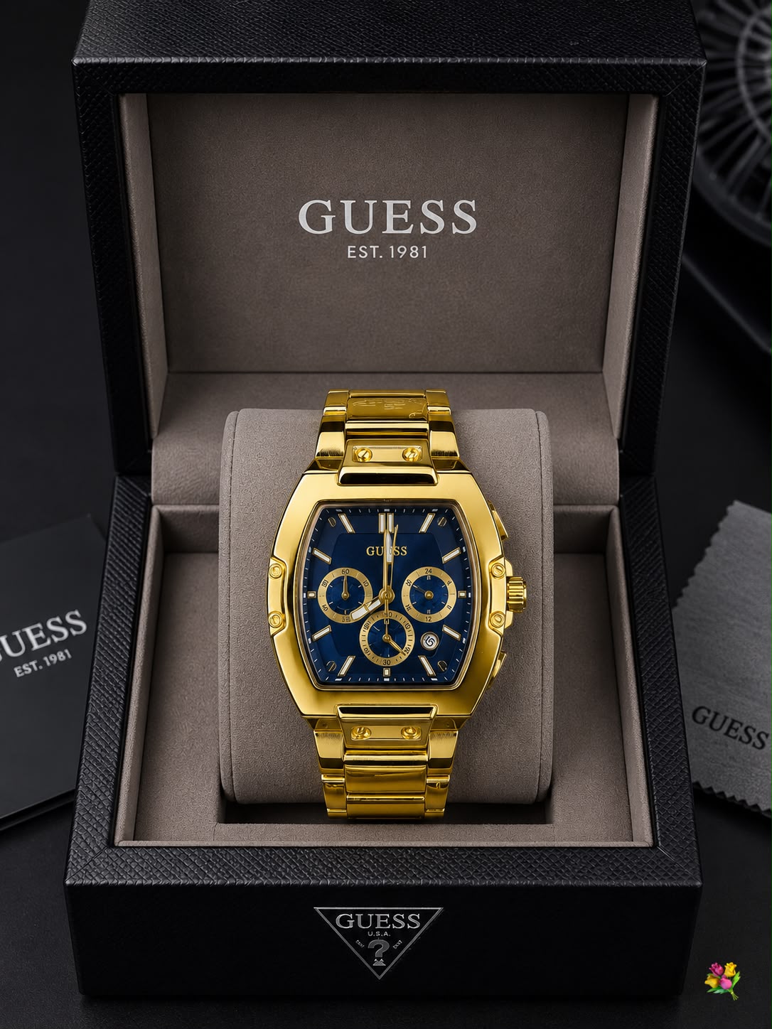 Luxury Gold Blue Dial Chronograph Watch for Men
