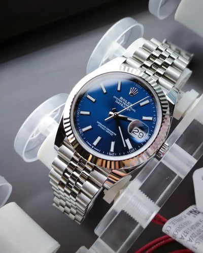 Luxury Blue Dial Silver Watch for Men