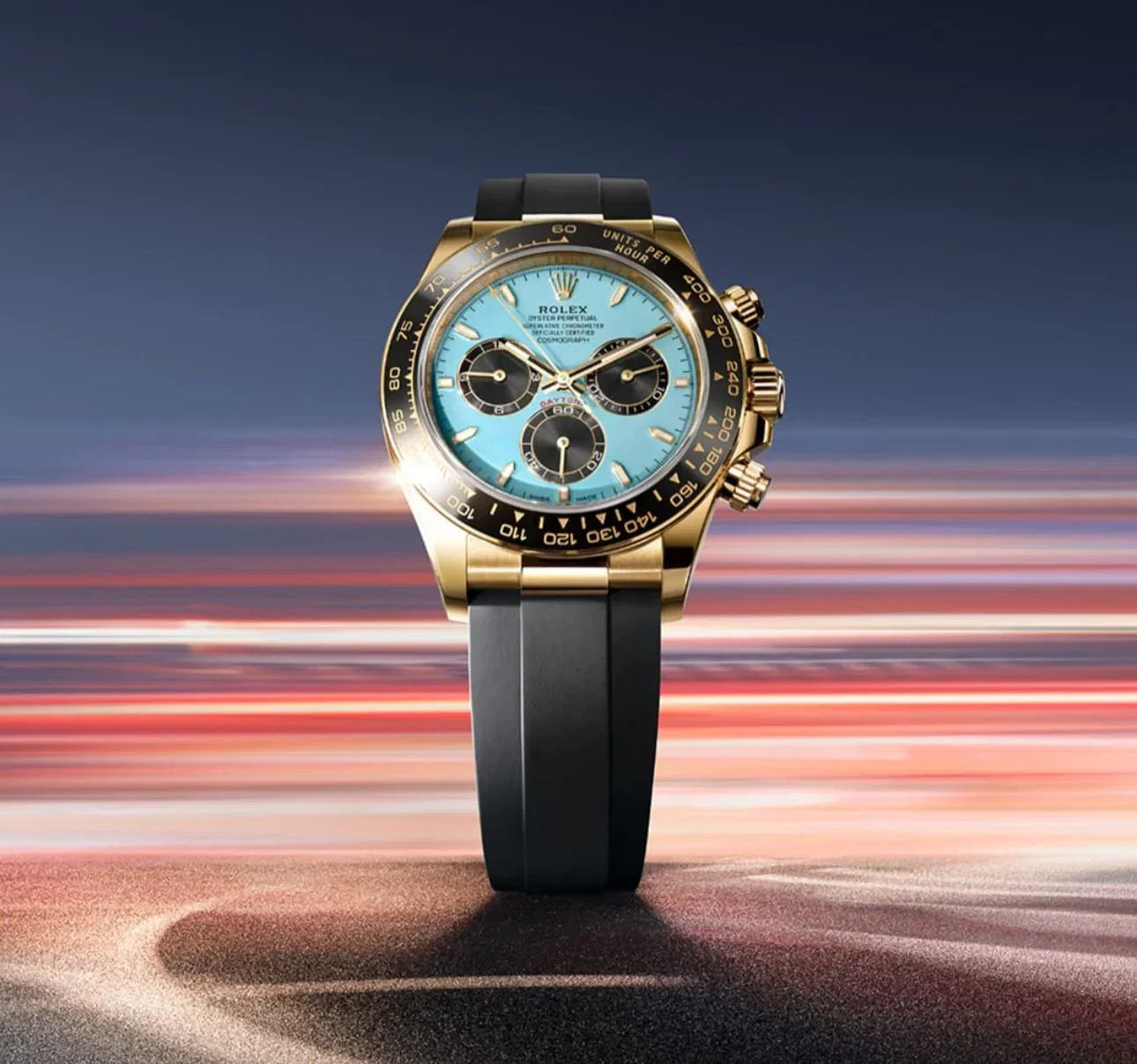 Luxury Gold & Black Chronograph Watch with Turquoise Dial