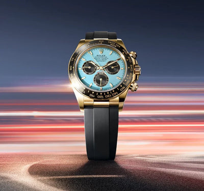 Luxury Gold & Black Chronograph Watch with Turquoise Dial