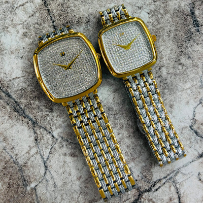Luxury Two Tone Crystal Square Dial Women's Watch