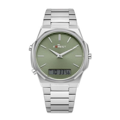 Gold & Silver Stainless Steel Bracelet with Digital Display