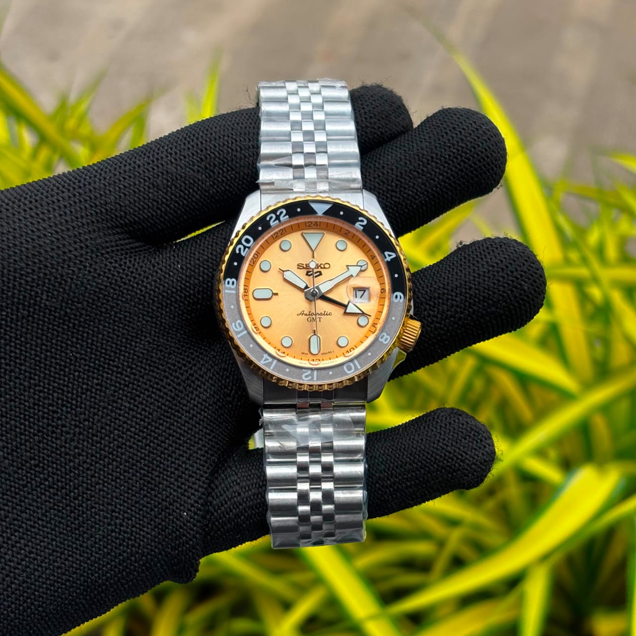 Orange Dial GMT Style Watch for Men