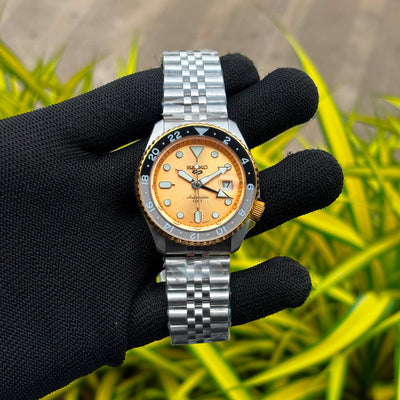 Orange Dial GMT Style Watch for Men