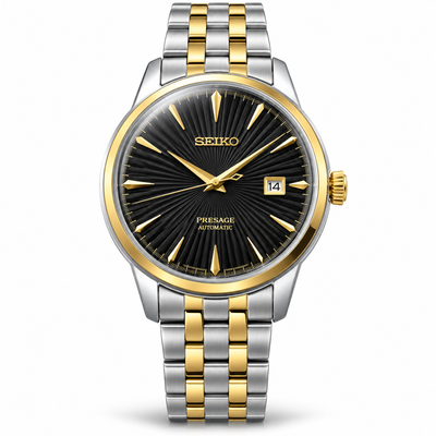 Black Dial Two-Tone Stainless Steel Dress Watch with Date