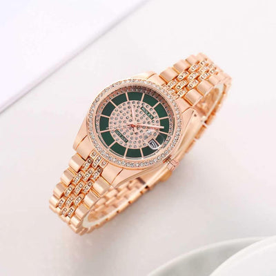Luxury Rose Gold Black Dial Watch for Women