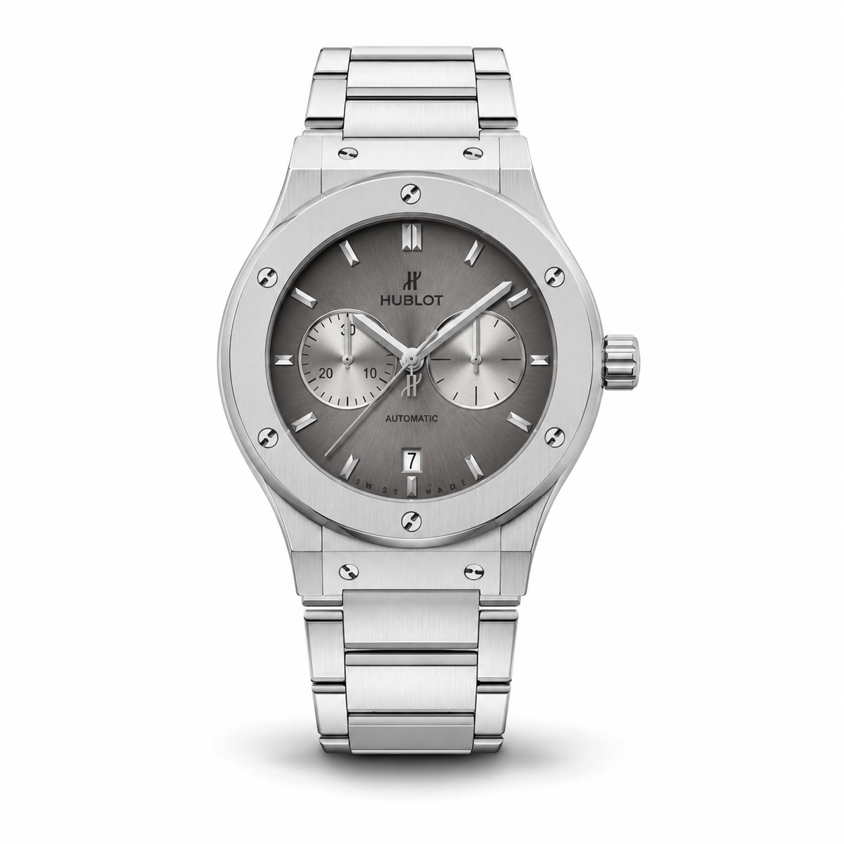 Hublot-Inspired Silver Chronograph Men’s Watch