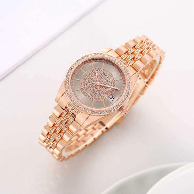 Luxury Rose Gold Black Dial Watch for Women