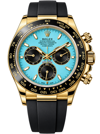 Luxury Gold & Black Chronograph Watch with Turquoise Dial