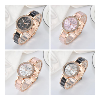 Luxury Rose Gold Women's Fashion Watch with Crystal Dial