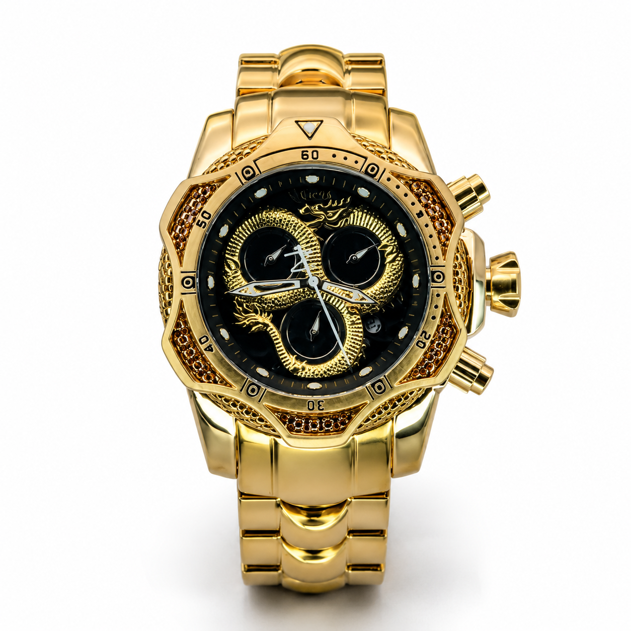 Men’s Luxury Gold Dragon Chronograph Watch