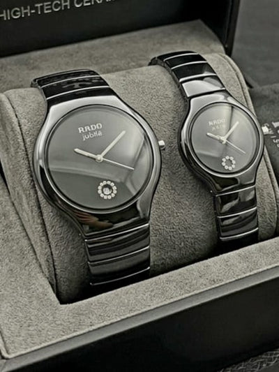 Premium Black Ceramic Couple Watch Set