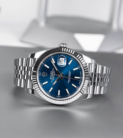 Luxury Blue Dial Silver Watch for Men