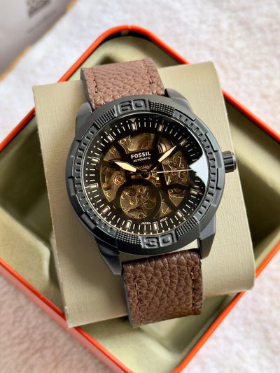 Fossil Automatic Leather Strap Watch for Men