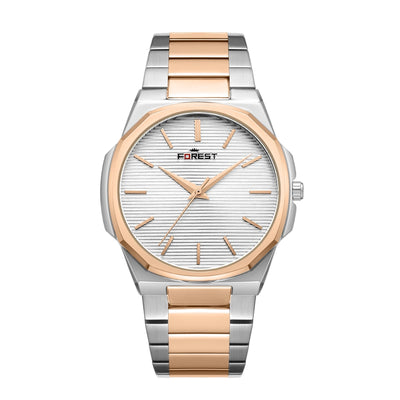 Luxury Silver & Gold Dial Watch for Men