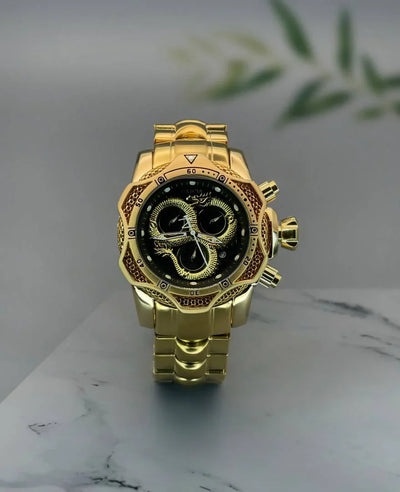 Men’s Luxury Gold Dragon Chronograph Watch