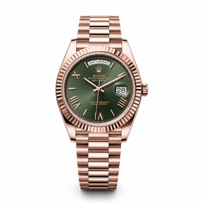 Luxury Rose Gold Green Dial Watch for Men
