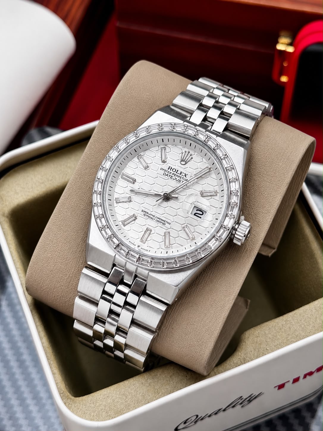 Men's Gold Luxury Watch with Diamond Style Bezel
