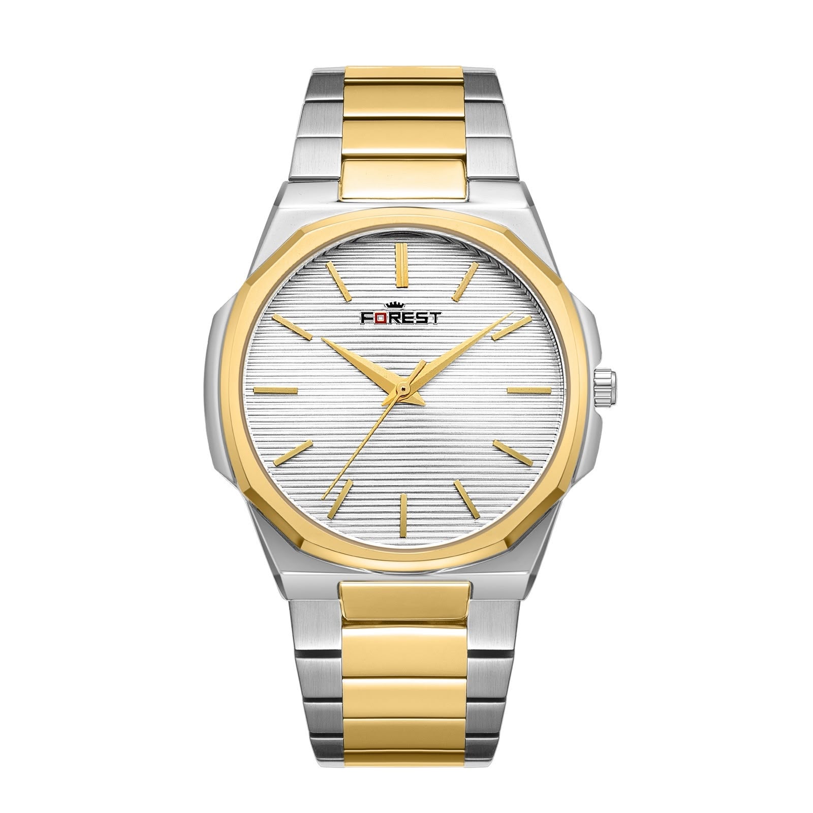 Luxury Silver & Gold Dial Watch for Men