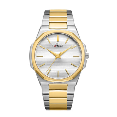 Luxury Silver & Gold Dial Watch for Men