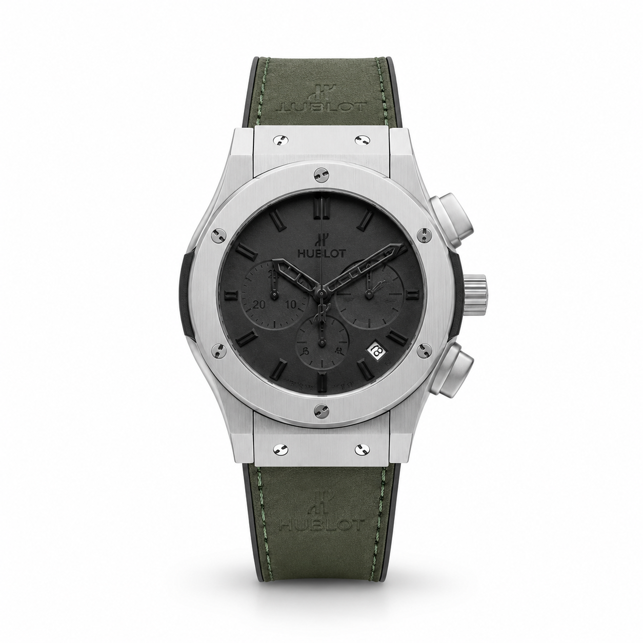 Men’s Luxury Chronograph Watch with Green Leather Strap
