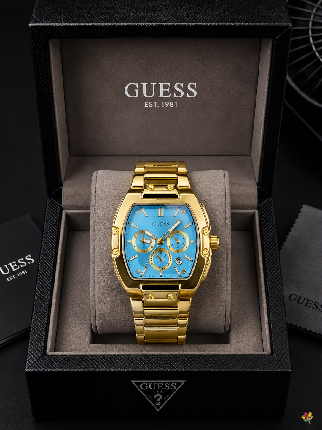 Luxury Gold Blue Dial Chronograph Watch for Men
