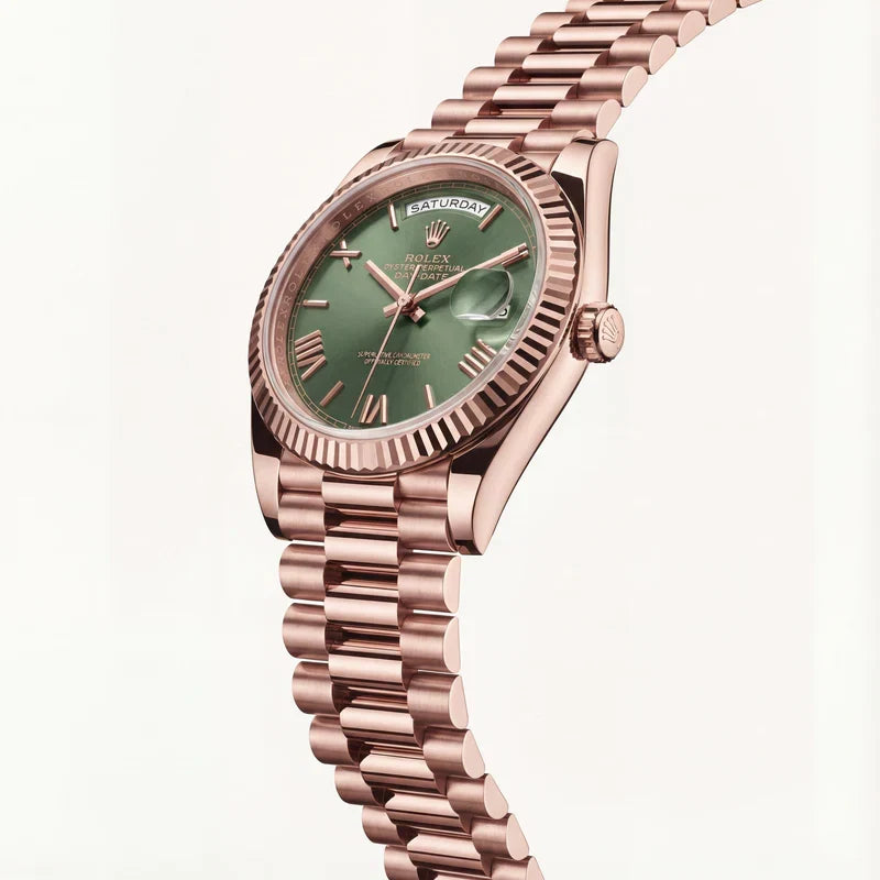 Luxury Rose Gold Green Dial Watch for Men